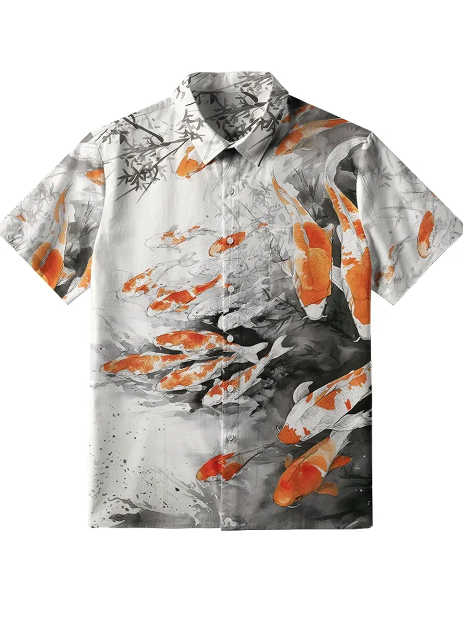 Männer tanz des Koi Button Down Shirt