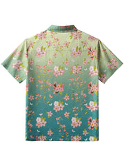 Herren Kirschblüte Japanisches Kunstdruck Leinen hemd