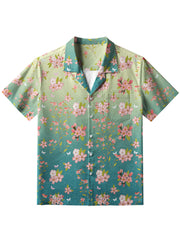 Herren Kirschblüte Japanisches Kunstdruck Leinen hemd