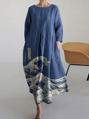 Frauen japanische Kunst Muster Maxi Kleid