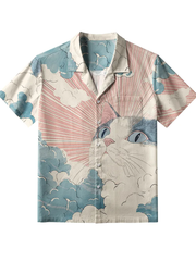 Männer die strahlende Katze Button Down Shirt