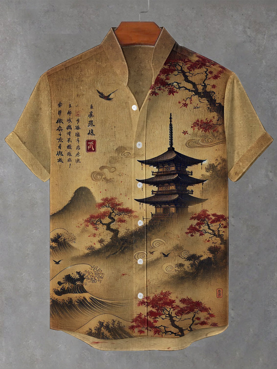 Bedrucktes Hemd der japanischen Kunst für Männer
