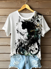 Damen japanische Kunst lässig bedrucktes T-Shirt