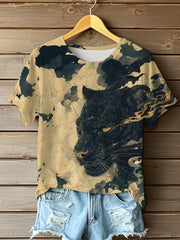 Damen japanische Kunst lässig bedrucktes T-Shirt