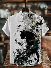 Herren-Kurzarm-Hemd mit japanischer Kunst