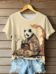 Damen japanische Kunst lässig bedrucktes T-Shirt
