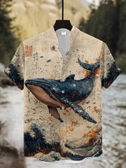Herren Vintage Kunstwale Kurz ärmel iges Hemd