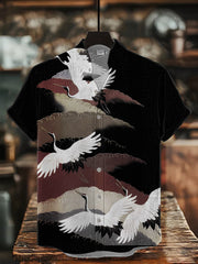 Herren-Kurzarm-Hemd mit japanischer Kunst