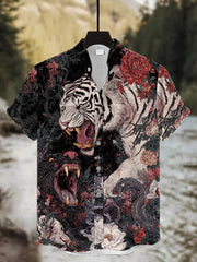 Herren Vintage Kunst Tiger Kurz ärmel iges Hemd