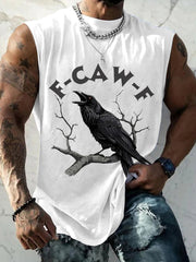 Herren Funny Black Crow Print Tank Top