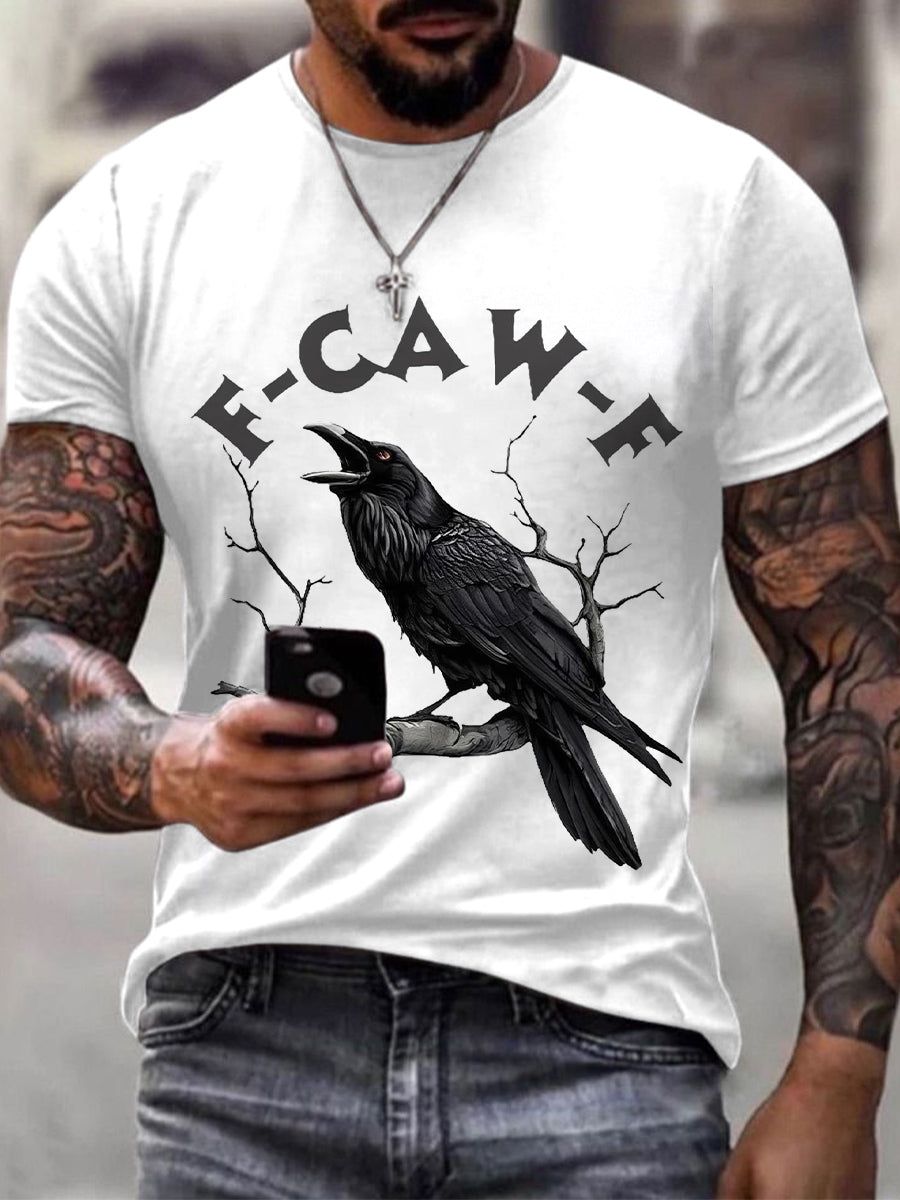 Männer lustige schwarze Krähe Print T-Shirt