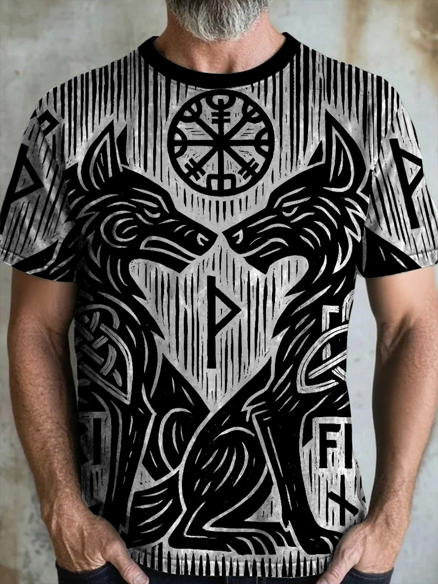 Herren Viking Wolf Print T-Shirts