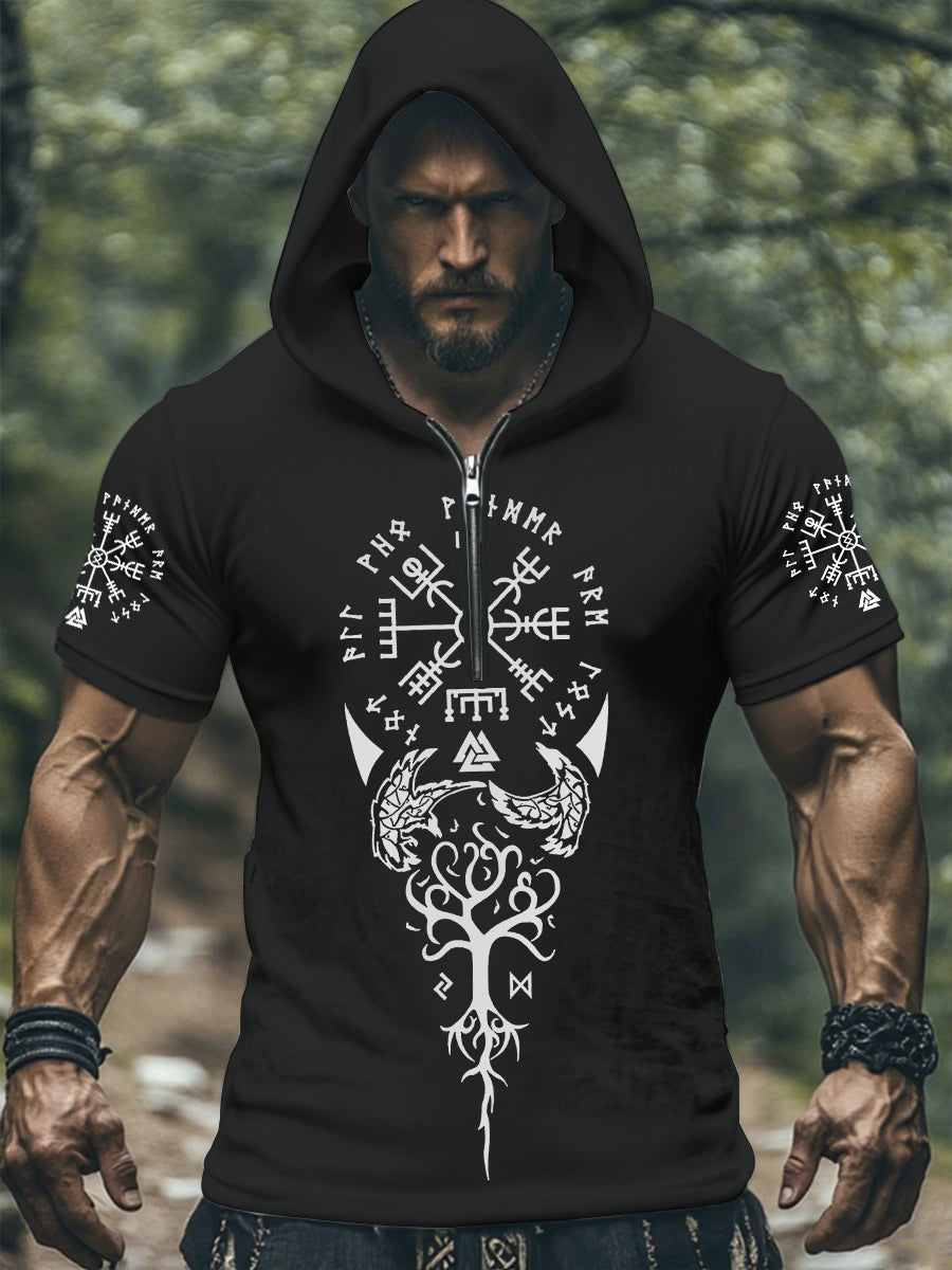 Kurzarm-T-Shirt mit Kapuze für Herren