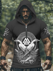 Kurzarm-Kapuzen shirt für Herren Viking