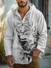 Herren Viking Wolf Totem Lang ärmel iges Oberteil