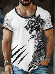 Herren Viking Wolf Eagle Scratch Fringe T-Shirts