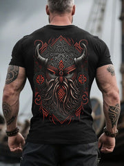 Herren Retro Viking Warrior Print Nordic Style Casual T-Shirt