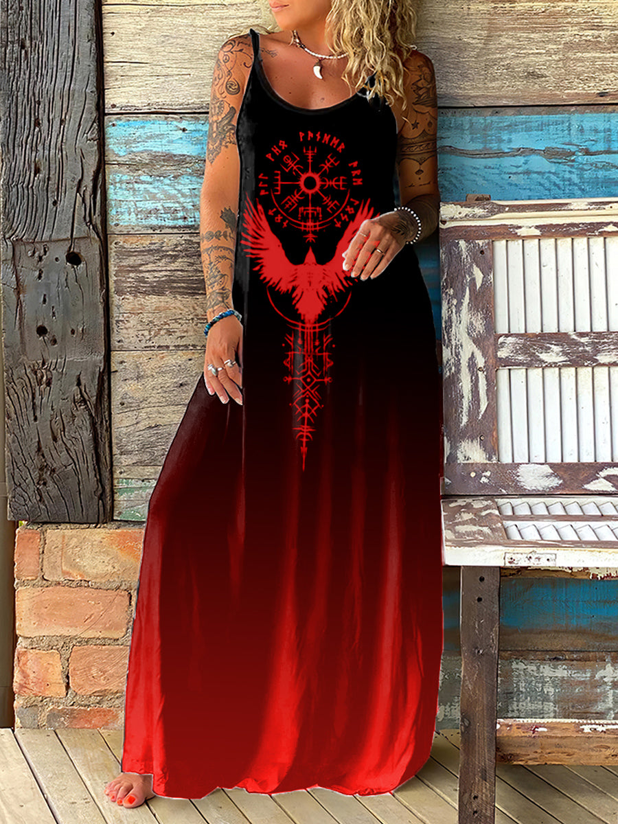 Bedrucktes V-Ausschnitt Elegantes schickes langes, langärmliges Maxi kleid