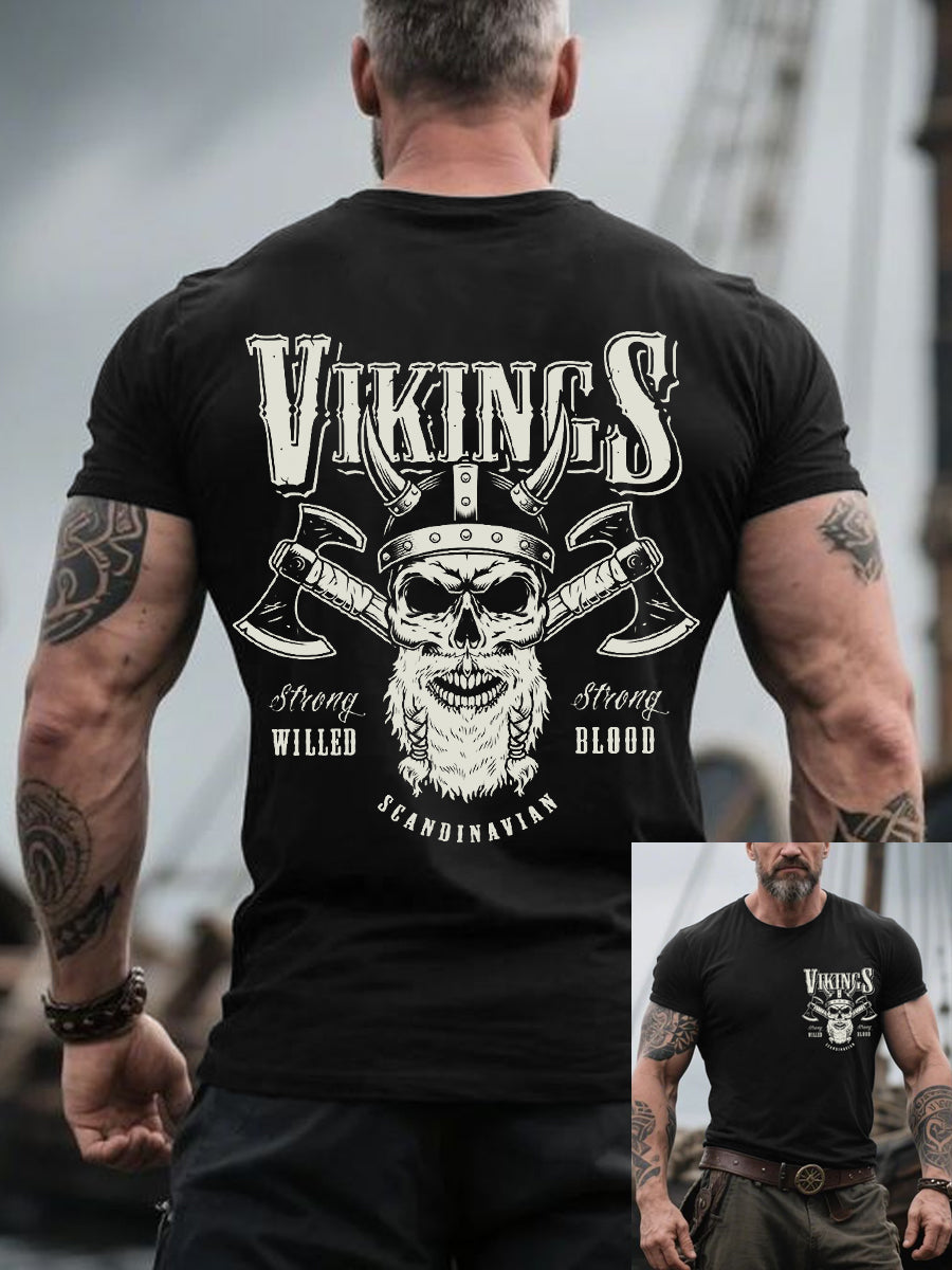 Herren Retro Viking Warrior Nordic Style Casual T-Shirt