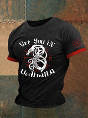 Herren Viking inspirierte Print Kurzarm T-Shirt