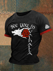 Herren Viking inspirierte Print Kurzarm T-Shirt