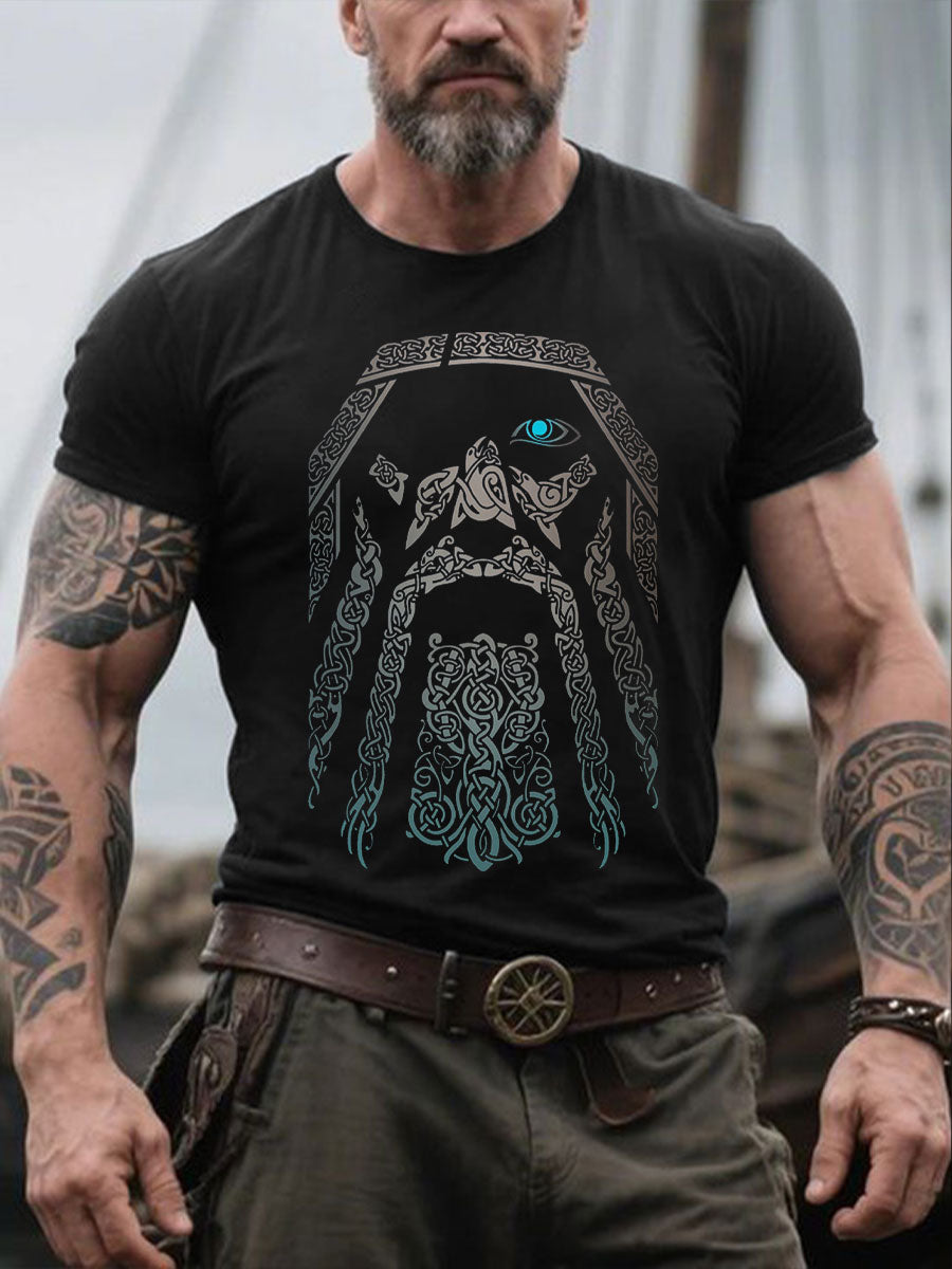 Herren Viking Style Odin Bedrucktes T-Shirt