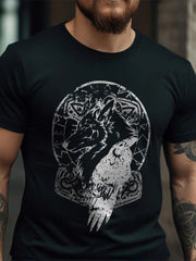 Herren Viking Wolf Raven Hammer Kurzarm T-Shirt