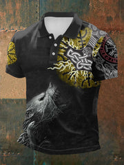 Herren Viking Print Kurzarm Hemd