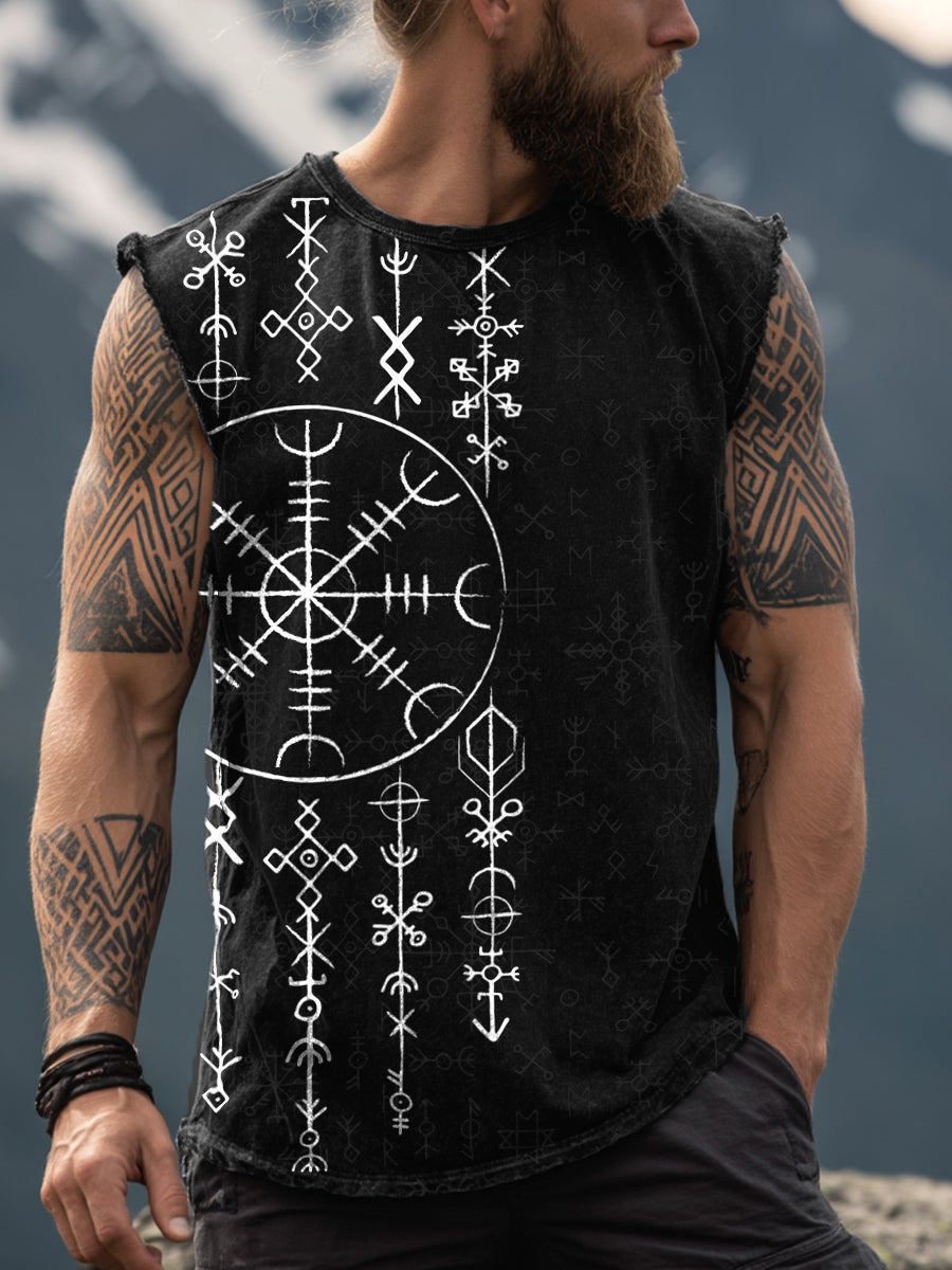 Herren Viking inspirierte Print gewaschene Tank Top