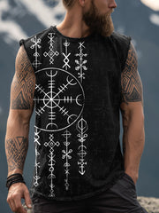 Herren Viking inspirierte Print gewaschene Tank Top