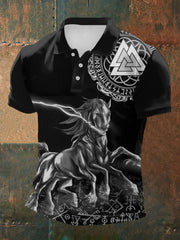 Herren Viking Horse Print Kurzarm Shirt