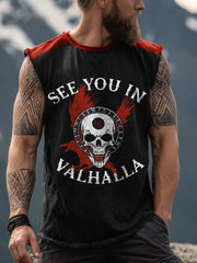 Herren Viking inspirierte Print gewaschene Tank Top