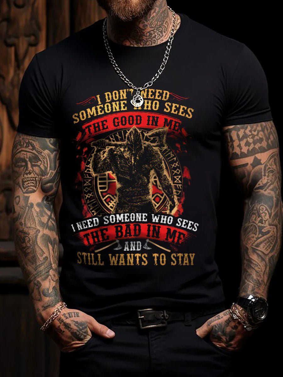 Kurz ärmel iges Herren T-Shirt The Bad In Me Viking