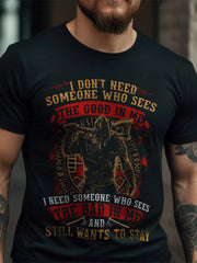 Kurz ärmel iges Herren T-Shirt The Bad In Me Viking