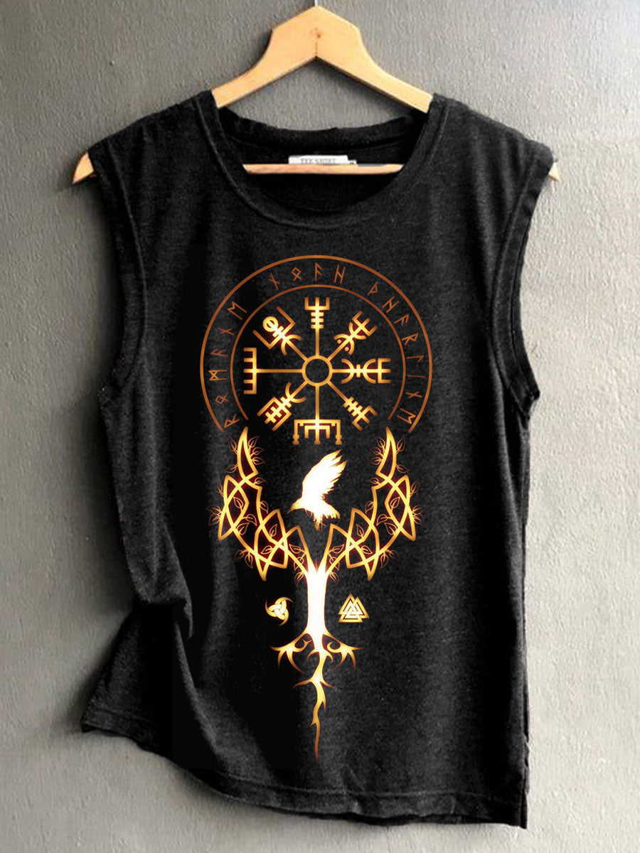 Damen Viking Symbol Print Vintage Tank Top