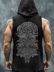Herren Viking inspirierte Print gewaschene Tank Top