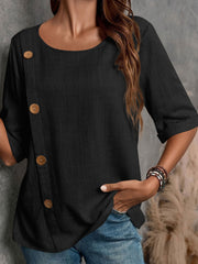 Damen-Freizeit-T-Shirt aus Baumwolle und Leinen