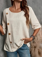 Damen-Freizeit-T-Shirt aus Baumwolle und Leinen