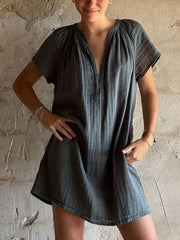 Einfaches Leinen kleid für Damen Vintage