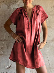 Einfaches Leinen kleid für Damen Vintage