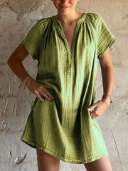 Einfaches Leinen kleid für Damen Vintage