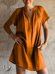 Einfaches Leinen kleid für Damen Vintage