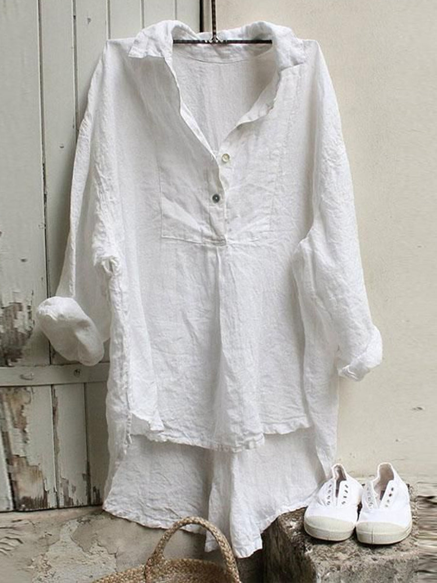 Einfaches Leinen hemd für Damen Vintage