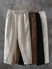 Damen Vintage einfache Leinen hosen
