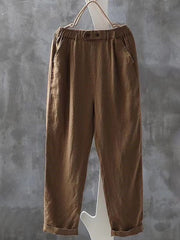 Damen Vintage einfache Leinen hosen