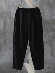Damen Vintage einfache Leinen hosen