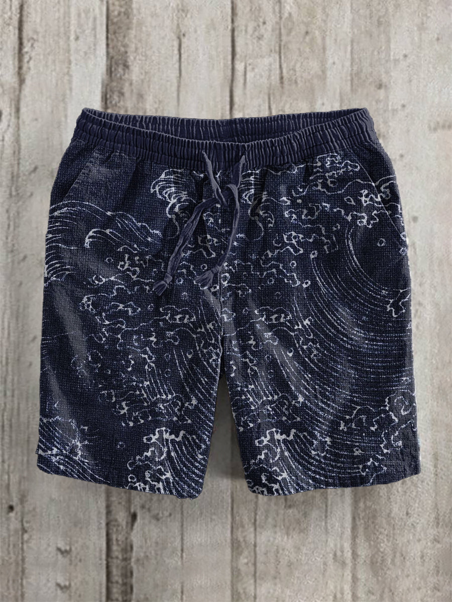 Herren Japaness Waves Kunstdruck Hosen Shorts