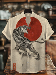 Herren Japanische Kunst Tiger Bedrucktes Hemd