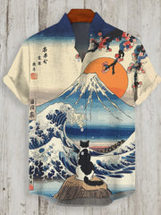 Japanische Männer Wellen Kunstdruck Shirt