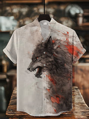 Herren-Kurzarm-Hemd mit japanischer Kunst